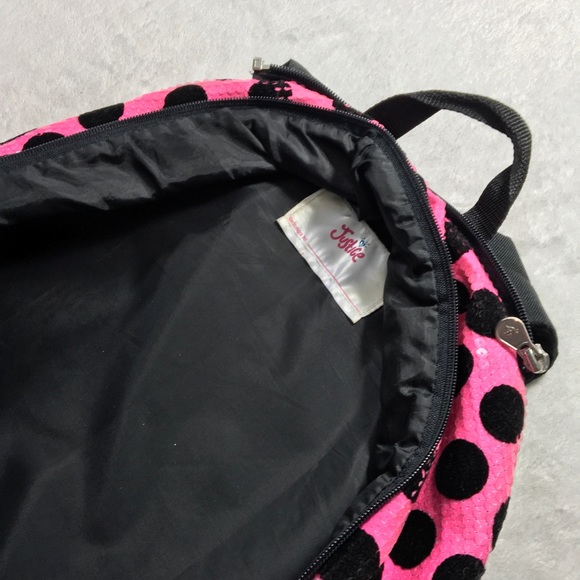 Justice Accessories Justice Backpack Bright Pink With Black Polka